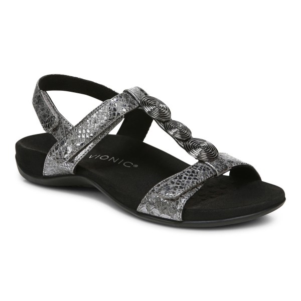 Vionic Sandals Ireland - Farra Sandal Grey Metal - Womens Shoes Discount | HFMAU-3075